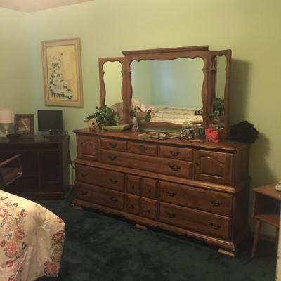 Long solid dresser with mirror 