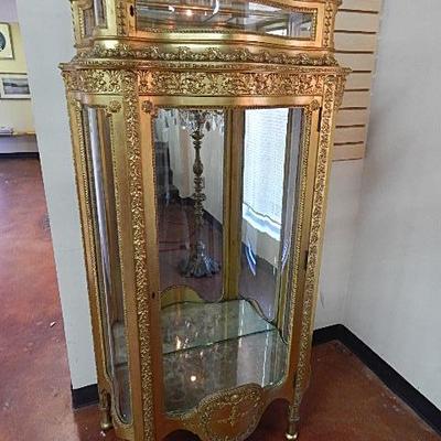 Antique Continental Gilt Curio Cabinet