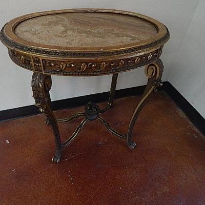 Antique Italian Gilt Marble Oval Table