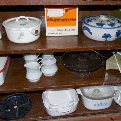 Corning ware and enameled cookware, some new in box