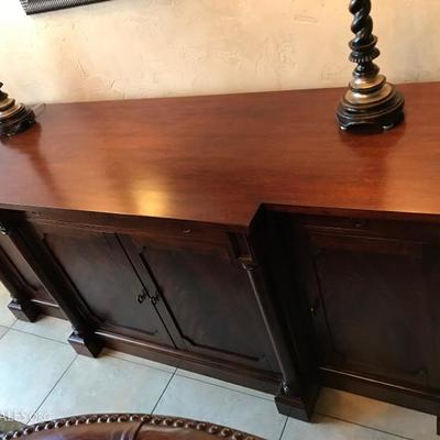 Walnut buffet matches formal dining table