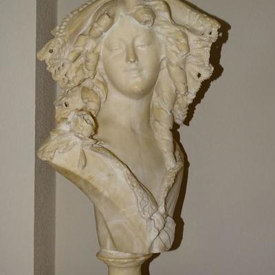 Adolpho Capriani marble bust, turn of the century, with matching pedestal, $1995