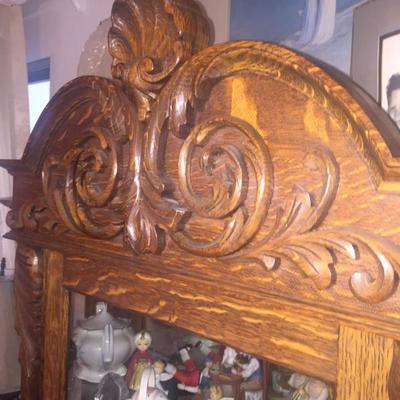 Curio antique wood cabinet