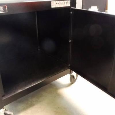 Media cart w/storage cabinet, no key.