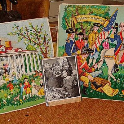 Amazing set of 6 large Revolutionary war needlepoint  pictures. Displayed at the 1976 Bicentennial in Washington (DAR celebration) All...