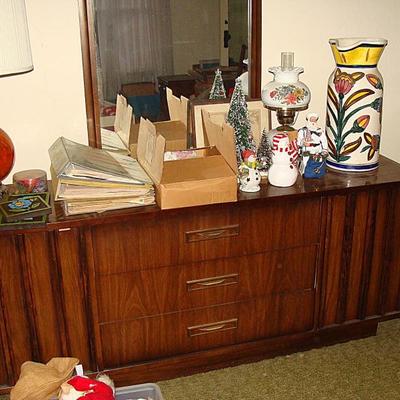 Funky 60's bedroom set-dresser, high chest, and nightstand