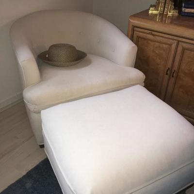 white barrel chair (1 of 2) & ottoman