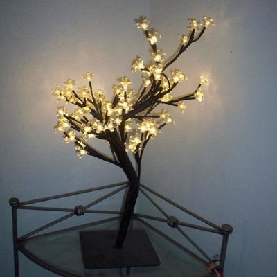 Tree lamp with lights on
