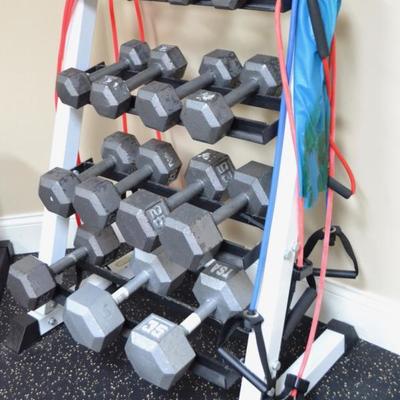 Dumbbells and weight rack