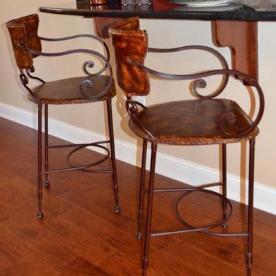 Leather barstools from Arhaus