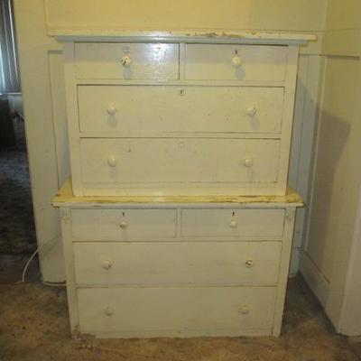 Two vintage medium sized chest of drawers in shabby white