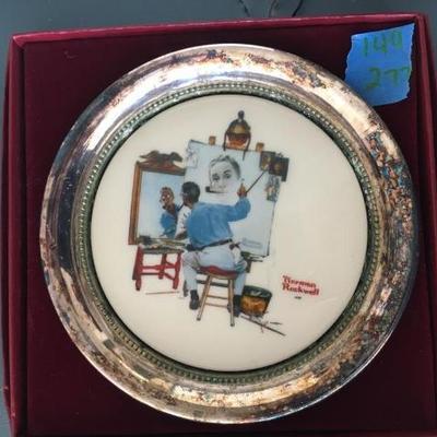 Petit Tray Norman Rockwell Self-Portrait from Gorham Collectors Society, with COA, still in box.