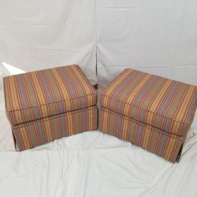 Pair of Custom Upholstered Striped Ottoman by LEE Industries
