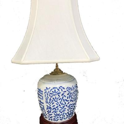 Blue and White Chinese Ginger Jar Lamp