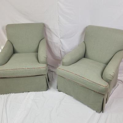 Custom Made Green Linen Club Chairs for Kathe & Co Interiors by LEE Industries