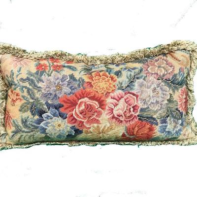 Floral Needlepoint Down Filled Pillow