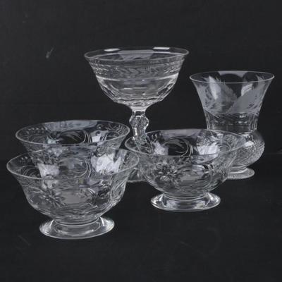 Crystal Tableware Including Libbey and Thistle Vase...