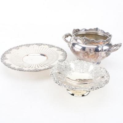 Lawrence B. Smith Co. Silver Plate Footed Serving Bowl and Other Serveware...