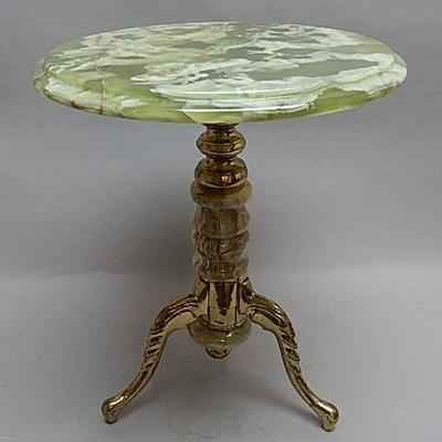 Green Onyx & Brass Side Table