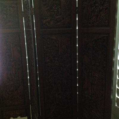 Carved 4 panel screen