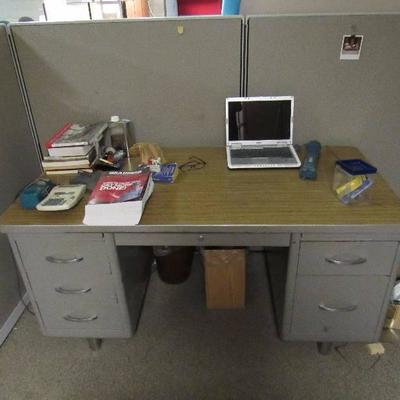 Older Steel Base Desk With Laminated Composite Top