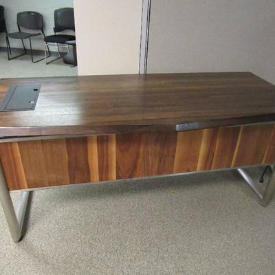 69" X 30" Solid Hardwood Top Desk On Metal Base