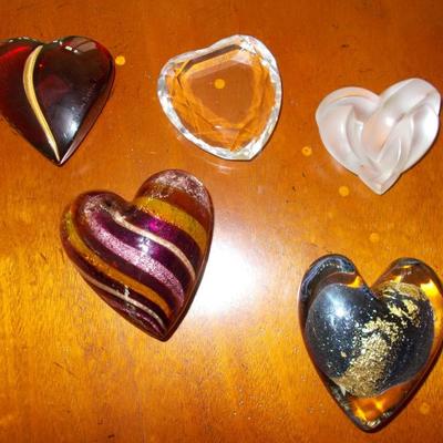 heart with gold $65
Clear heart $65
Striped heart $65
Lalique heart $70
purple and gold $65
