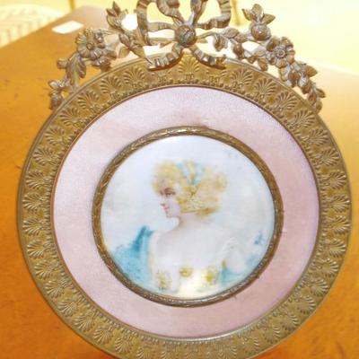 Miniature portrait on porcelain antique $350