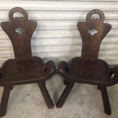 Pair of Antique French Milking Stools