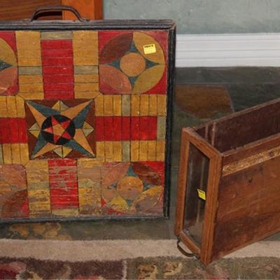 Antique parcheesi board and antique drawer
