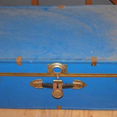 Vintage blue foot locker, located on 2nd floor,  bring manpower
