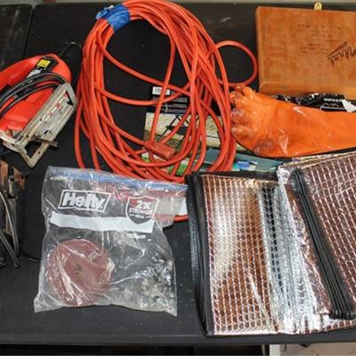 Two jig saws, extension cord and thermal material
