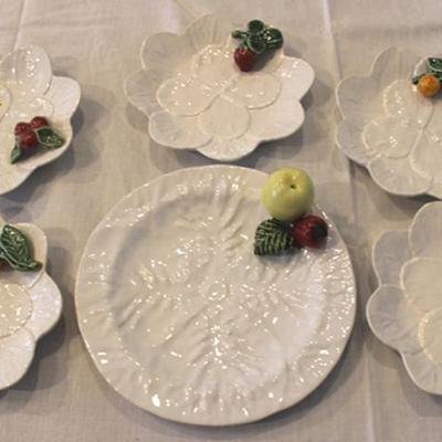 Set of 6 desert plates, Bordallo Pinheiroloa, made  in Portugal
