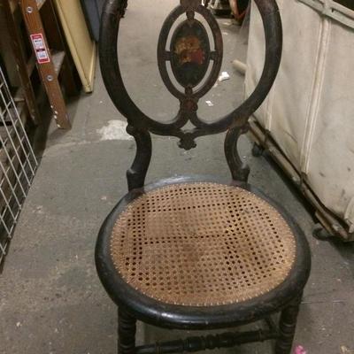 Vintage Wood Cane Seat Chair $1