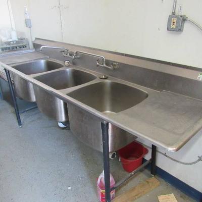 Stainless Steel Commercial Sink, 3 Bay