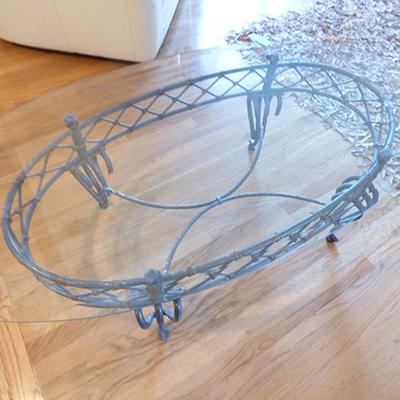 Imported Iron Rod Glass Table with Beveled Glass T ...