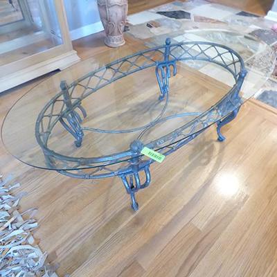 Imported Iron Rod Glass Table with Beveled Glass T ...