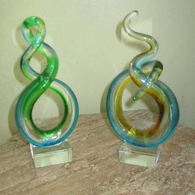 Pair of Handblown Sculptures