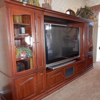 BUY IT NOW! $495.00 Cherry Finish, Entertainment Custom Cabinet, Dimensions are 76 inches x 31 deep x 80 tall. The side and top pieces...