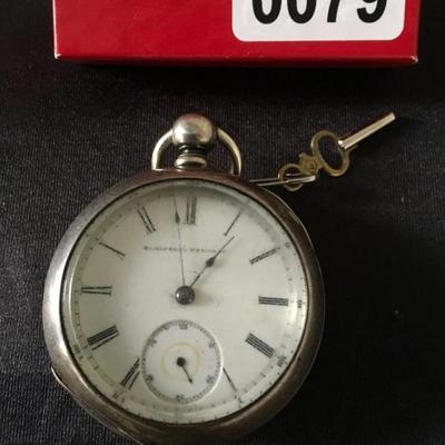 Antique Elgin Key Wind Coin Silver Pocket Watch