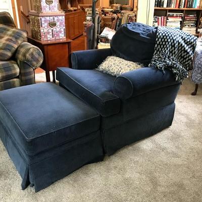        Marine Blue Corduroy Swivel Rocker
               with Matching Ottoman
                             120.â€”