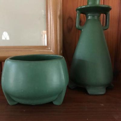         Arts & Crafts Era Chicago School
    Matte Green Pottery Vases (3.5â€ & 8.5â€)
                          45.â€”  (each)