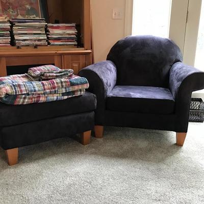         Indigo Blue Micro Fiber Club Chair 
              with Matching Ottoman
                              195.â€”