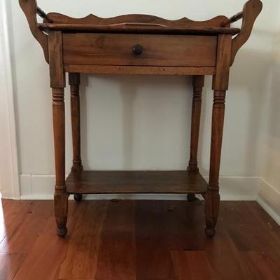           Antique Hand Made Side Table 
  (33.5â€h x 30.5â€w x 14.5â€d - including handles)
                                 195.â€”