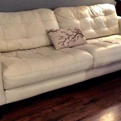 Creamy White Leather Couch