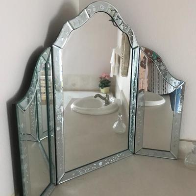 Antique Tri-fold mirror 