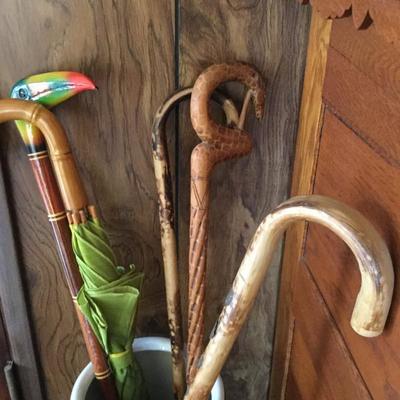 Tons of walking canes from travels 