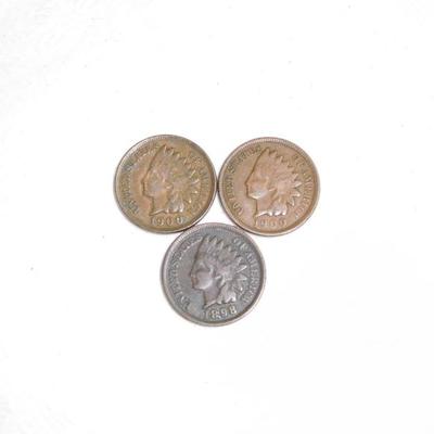 2 - 1900 & 1 - 1898 Indian Head Pennies