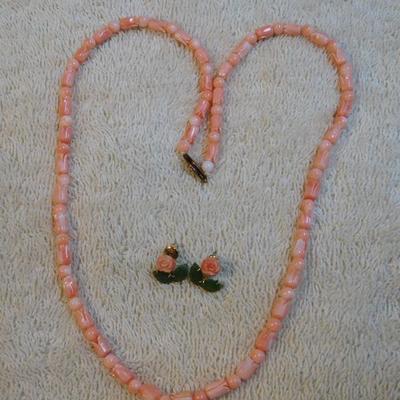 Coral Necklace & Earrings