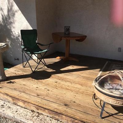 Fire pit and camping chair plus more decor 